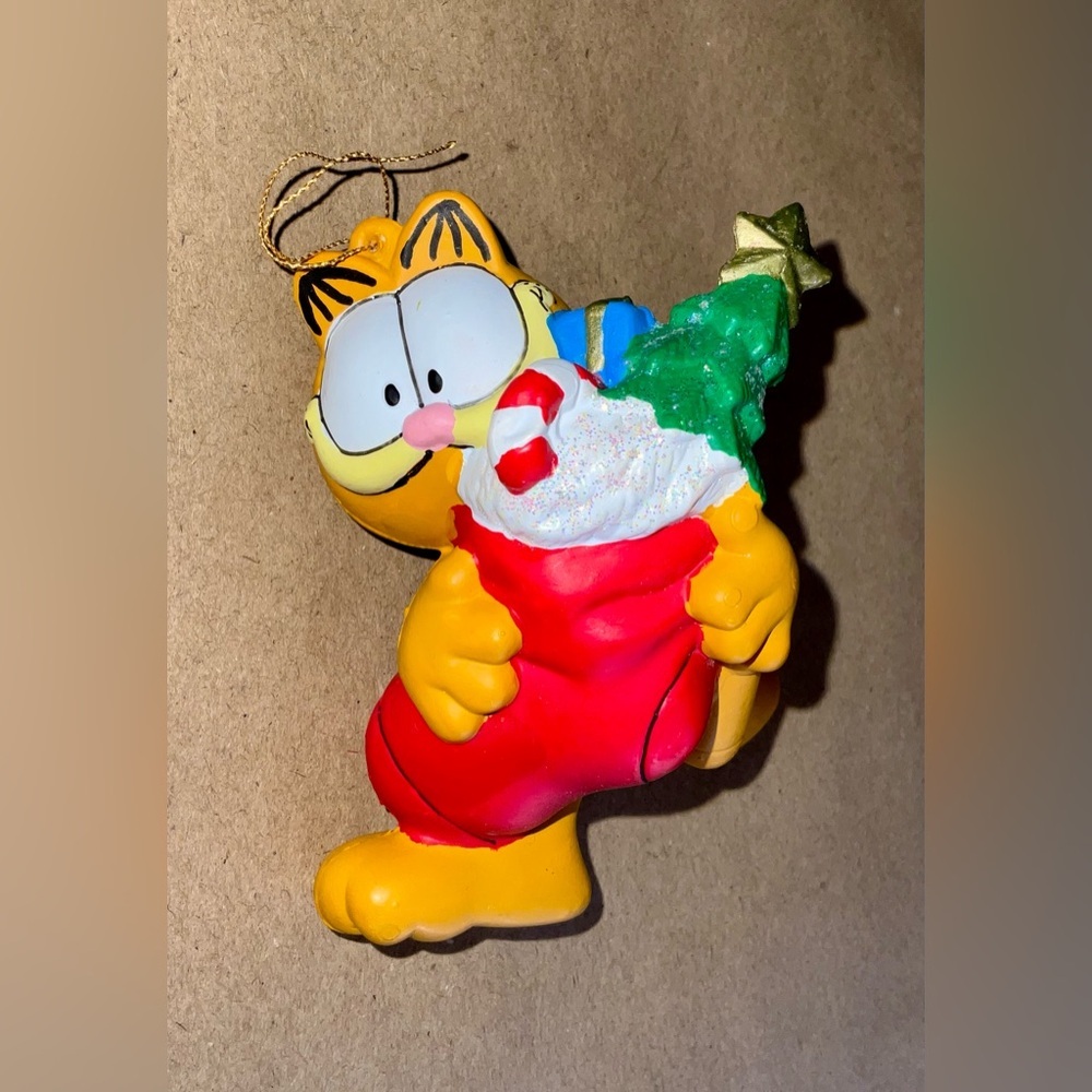 Garfield Vintage Christmas Ornament with stocking and glitter accents by PAWS
